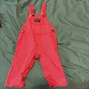 OshKosh B'gosh Kids Red Railroad Striped Overalls Vintage